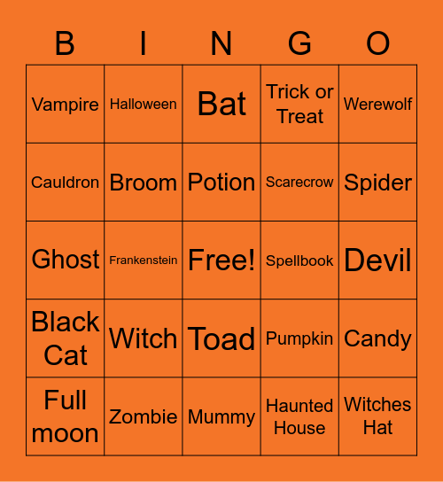 Happy Halloween Bingo Card