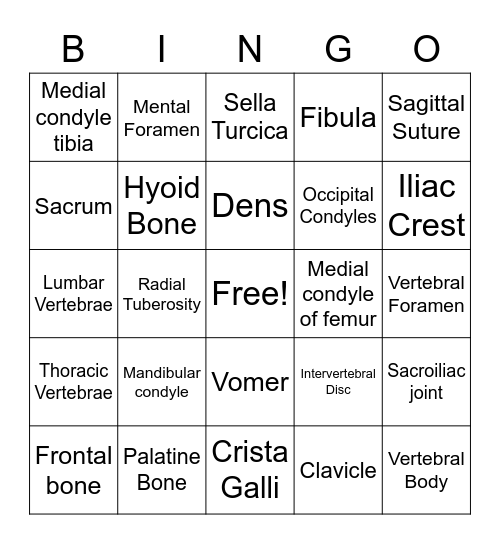 HHAP Bone Bingo! Bingo Card