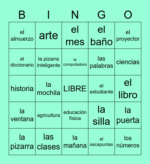 LA ESCUELA Bingo Card