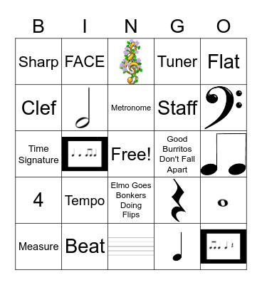 Rhythm and Pitch Bingo Card