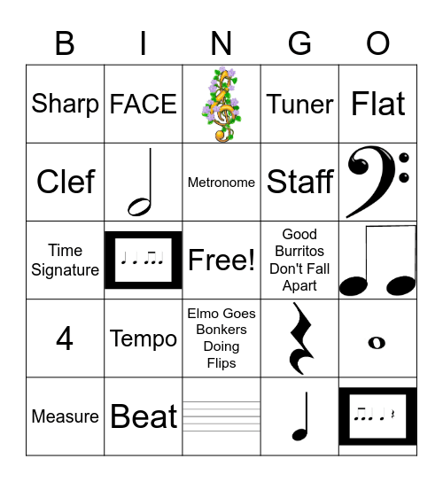Rhythm and Pitch Bingo Card