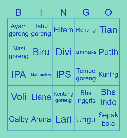 Lili Bingo Card