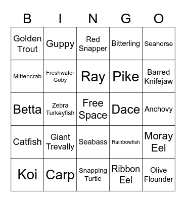 October Fish Bingo Animal Crossing Bingo Card