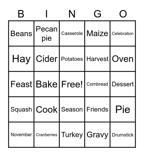 The Reserve Turkey Bingo 2021 Bingo Card