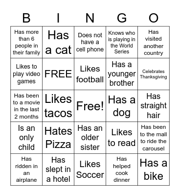 Human Bingo Card