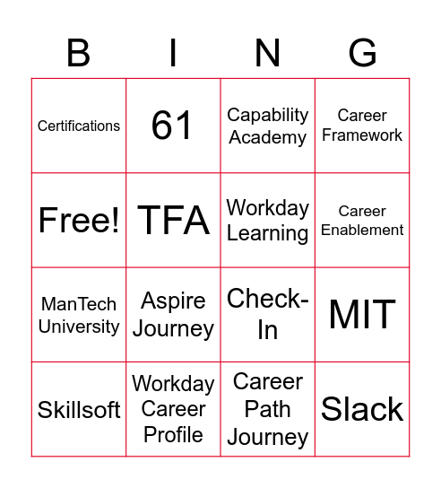 Grow Your Career! Bingo Card