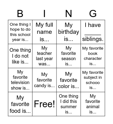 Restating the Question Bingo Card