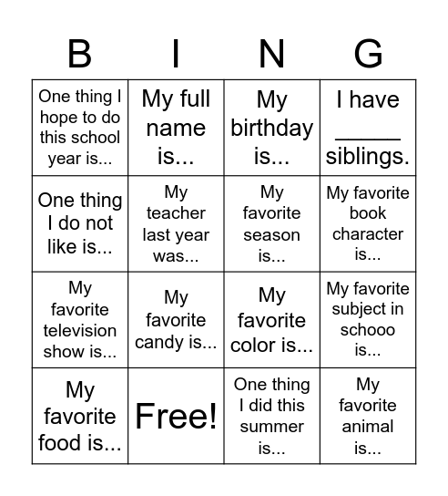 Restating the Question Bingo Card