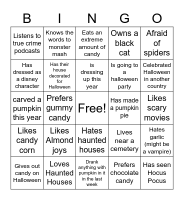 Halloween Bingo Card