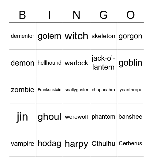 HAPPY HALLOWEEN! Bingo Card