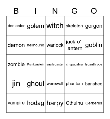 HAPPY HALLOWEEN! Bingo Card