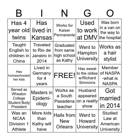 Baby Shower Bingo Card