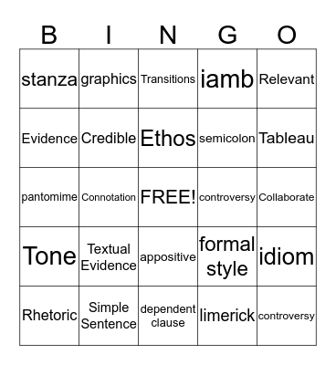 End of Year Review Bingo Card