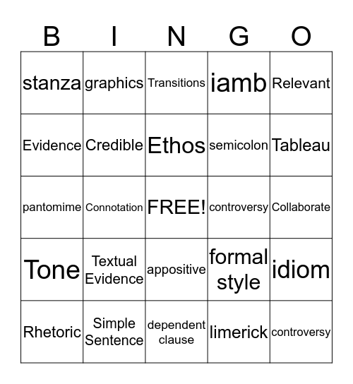 End of Year Review Bingo Card