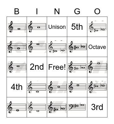 6th Mids Notes and Intervals Bingo Card