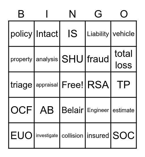 IS BINGO Card