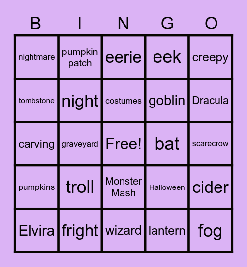 Happy Halloween Bingo Card