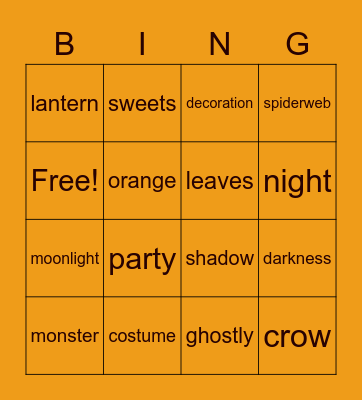 Halloween Bingo Card