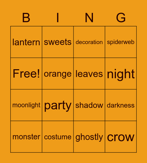 Halloween Bingo Card