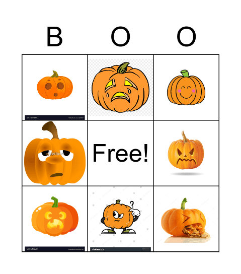 Halloween Facial Expressions Bingo Card