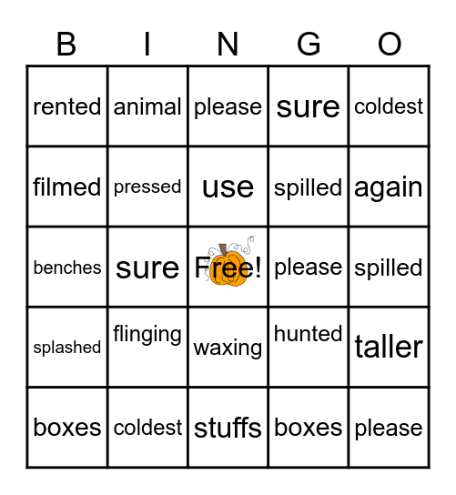 Unit 4 Bingo Card