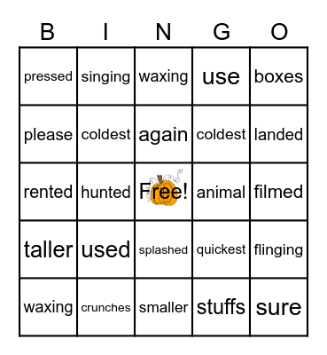 Unit 4 Bingo Card