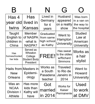 Baby Shower Bingo Card