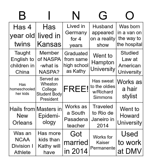 Baby Shower Bingo Card