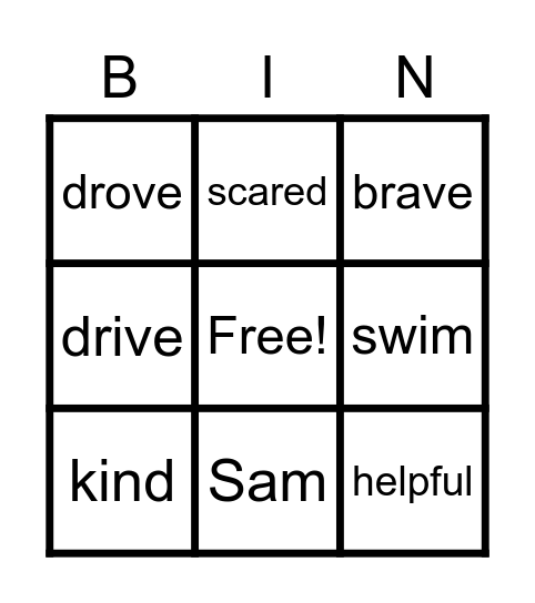 Characters Bingo Card