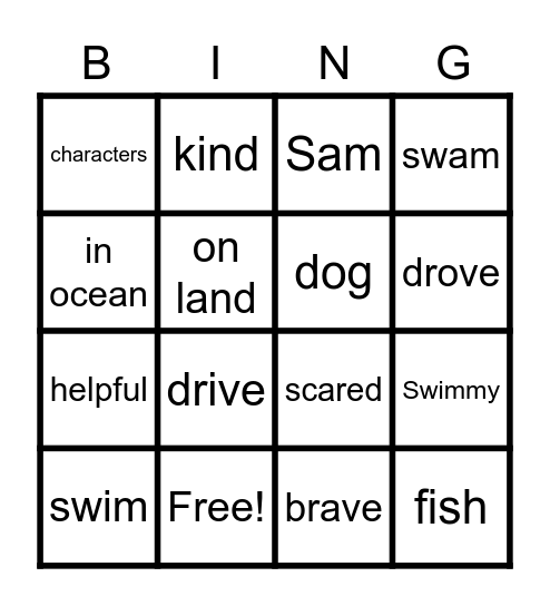 Characters Bingo Card