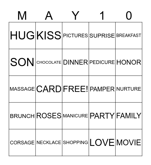 MOTHER' S  DAY Bingo Card