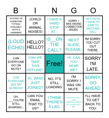 Conference Call Bingo (1) Bingo Card