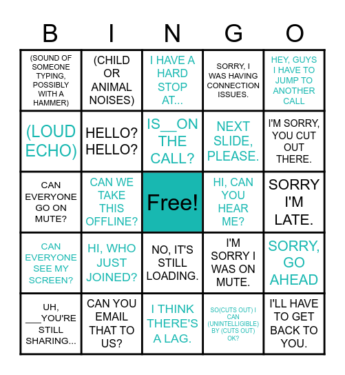 Conference Call Bingo (1) Bingo Card