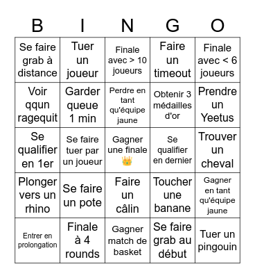 Fall Guys Bingo Challenge ! Bingo Card
