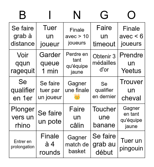 Fall Guys Bingo Challenge ! Bingo Card