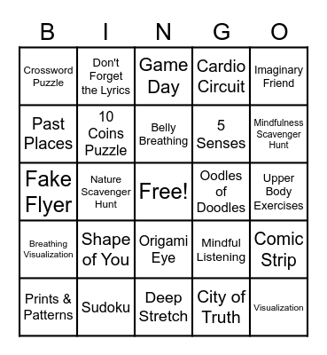 Quarantine Bingo Card