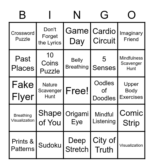 Quarantine Bingo Card