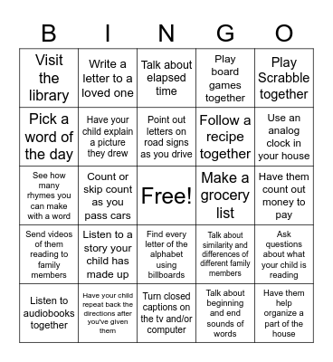 Beaufort Bingo Card