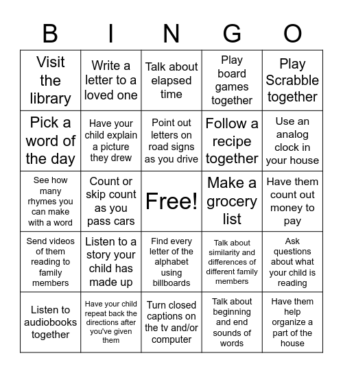 Beaufort Bingo Card