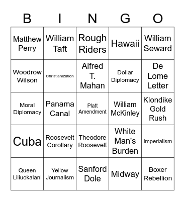 Imperialism Loteria Bingo Card