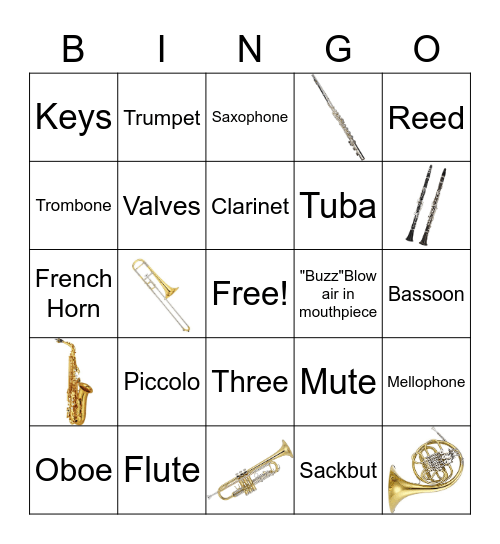 Woodwind/Brass Review Bingo Card