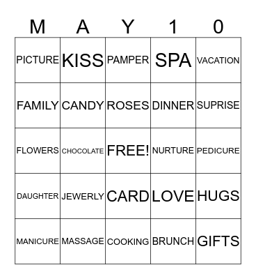 MOTHER' S  DAY Bingo Card