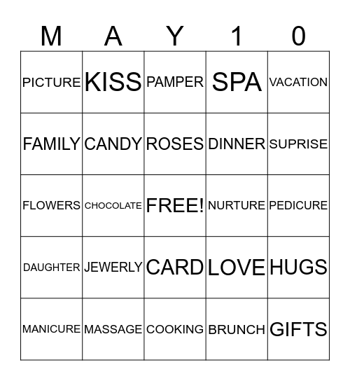 MOTHER' S  DAY Bingo Card