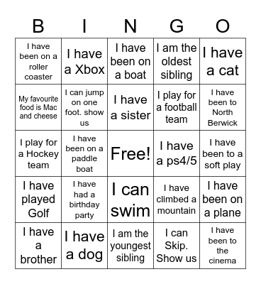 People Bingo Card