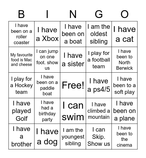 People Bingo Card