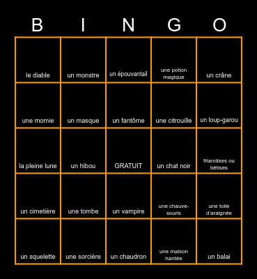 Halloween Bingo Card