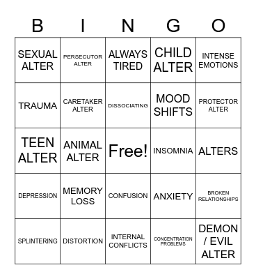 DID Bingo Card