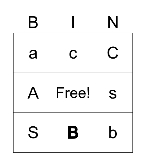 BMASC Bingo Card