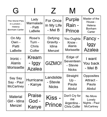 Gemini Bingo Card