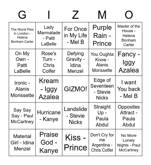 Gemini Bingo Card
